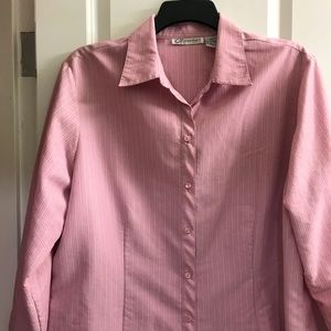 Dress Barn Pink Pinstriped Button Down Shirt